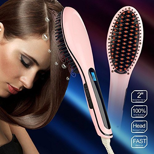 Mousand Hair Brush Straightener,Professional Anti Scald Anti Static Detangling Hair Styling Comb Digital Ceramic Silky Straight Styling Massage Straightening Iron ¡­