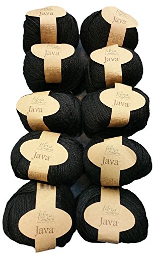 10 x 50 Gramm Hanf Strickgarn schwarz 228-12, 500 Gramm 100% Hanf (Hemp) zum Stricken und Häkeln