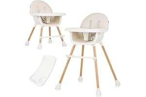 DERMODIVA Seggiolone Pappa imbottito multifunzione per bambini fino a 3 anni (15 kg), si trasforma in sedia, coprivassoio, vassoio, poggiapiedi, comodo, facile da pulire e da spostare (glacier)