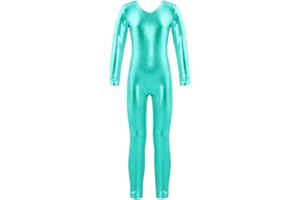 CHICTRY Body da Ginnastica Artistica Bambina Metallico Jumpsuit Body da Balletto Vestito Danza Classica Bodysuit a Manica Lunga Ballerina Tuta Sportiva Pagliaccetto Tutine