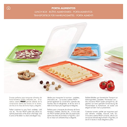 TATAY 1180001 – Wurstbehälter FRESH System, Vier Einheiten in blau, orange, grün und rosa Farben enthalten, Maßnahmen 17 x 3.2 x 25.2 cm - 6