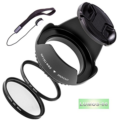 Lumos Lot de 5  avec couvercle d objectif 62  mm Pare-soleil Filtre UV CPL Filtre polarisant et support Convient    tout avec filetage de filtre 62  mm par exemple Objectif Sigma 18   200  18   250  105  mm 2 8  30  mm 1 4  pour Canon Nikon Sony