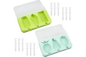 Doafoce 2 Stück Eisformen Eis am Stiel Silikon mit Deckel Popsicle Formen Set mit 12 Stück Kunststoffstäbchen Hausgemachte Eis am Stiel Eiscreme Formen Silikon für DIY Eis