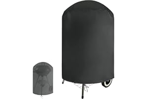 Fenghome BBQ Cover, Waterproof Round Barbecue Covers for Kettle BBQ Heavy Duty Gas BBQ Grill Cover with Drawstring-70x96cm (Black)