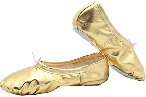MISSFIONA Damen Lackleder Ballettschuhe Tanzschuhe Gymnastik Geteilte Ledersohle Ballettschläppchen