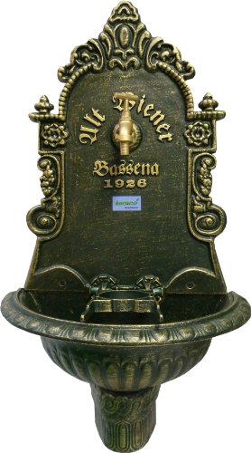 SET: Wandbrunnen ALT WIEN grün/gold und Schlauchhalter grün/gold