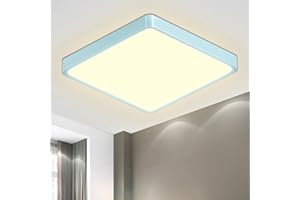LQWELL® Plafonnier LED, IP44 Lampe de Salle de Bain Étanche Carré Plat 18W 4000K 1600LM Lampe Simple Moderne Mince pour Salon Salle de Bain Chambre Cuisine Couloir Sous-Sol Bureau, 220 * 24mm