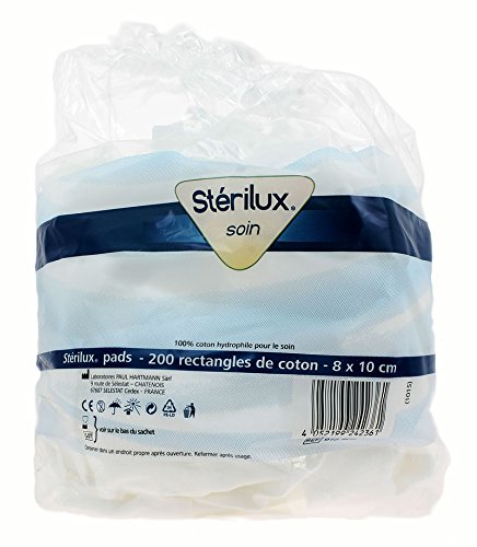 Hartmann Stérilux Soin 200 Rectangles de Coton 8 x 10 cm