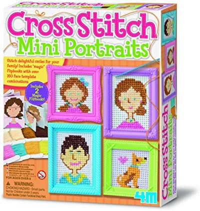 Fun 4M Cross Stitch Mini Portraits - Number 1 Selling Girls Christmas Stocking Filler Gift Age 5+