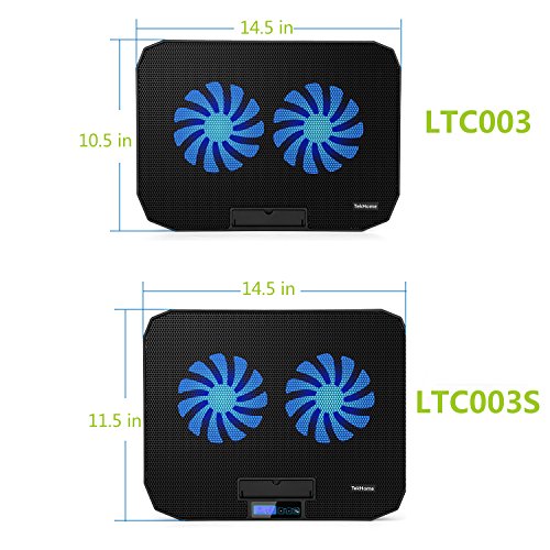TekHome 2-Lüfter Cooling Pad, Gaming Cooler für Spielkonsolen und für Notebooks bis zu 15.6 Zoll, 5.5-Zoll Fan mit RPM 1500, Windstärke Einstellbar, LED-Blaulicht, 5 Ebenenhöhen, 2 USB-Ports.(LTC003) - 7