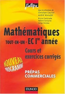 jaquette livre Mathématiques Tout-en-un, 1ère année EC : Cours et exercices corrigés