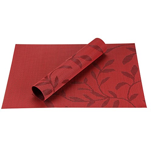 Top Finel umweltfreundlich Platzmatten-Set Tischsets Platzdeckchen Tischmatte dekorativ Unterlage 30 x 45 cm 4er Set Rot - 2