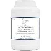 Tartaric Acid E334 | Power Natural Life | 1 kg Pot | Food Grade Acidulant and Acidity Regulator | Bakery, Confectionery, Beve