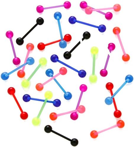 Set of 7 Emeco Tongue Bars UV Bio Flex PTFE Piercing BXA 1416