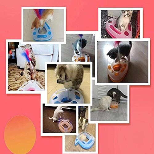 Preisvergleich Produktbild Hemore Interaktives Katzenspielzeug, einlagig, Spielzeug, Spielzeug, Katze, bewegliche Feder, Spielball mit Glöckchen, Blau