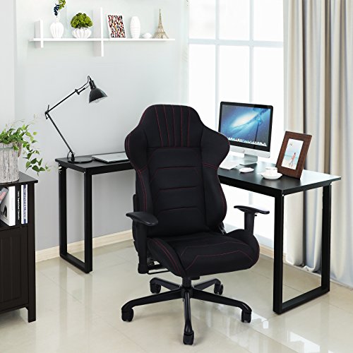 Songmics Racing Silla de escritorio Silla giratoria de oficina Negro RCG04B