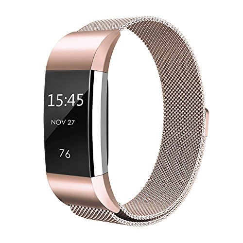 Fitbit Charge 2 HR Armband,Milanese Schlaufe Edelstahl Armband Smart Watch Armbänder Replacement Handgelenk Band Wrist Strap Watchband Fitness Ersatzarmband mit einzigartiger Magnetverriegelung für Fitbit Charge 2/ Fitbit HR Ersatzarmbänder,Größe