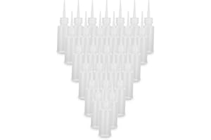 CYEER 100Pcs 50ml Squeeze Applicator Bottles, Plastic Squeeze Bottles with Nozzles, 1.8oz Quilling Glue Bottles for Paint Art, Craft, Liquids, Glue