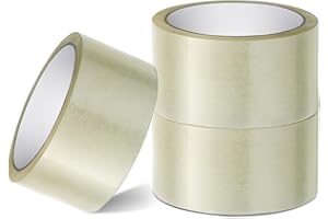 Stick Well Clear Packaging Tape Roll - 48mm X 66m, Heavy Duty, Low Noise, Secure & Strong Adhesive, Parcel Tape for Packing Boxes, Moving, and Long Term Storage (Clear, 3 Rolls)