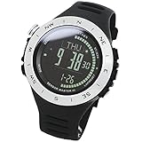 [LAD WEATHER] Schweizer Sensor Höhenmesser Digitaler Kompass Wettervorhersage Entfernung/Geschwindigkeit/ Schritt/Übungszeit/ Kalorienverbrauch 100 Meter wasserdicht Sturmwarnung Weltzeit Herren Uhr