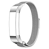 ZOOYAUE Fitbit Alta Band, Fitbit Alta Armband Metall Magnetic Milanese Loop Band, Verstellbarer Edelstahl Sport Uhrenarmband, Ersatzzubehör für Fitbit Alta Armband Bands-Silber