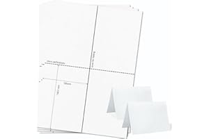 OfficeGear Large A6 Tent Cards 2-up [50 Sheets - 100 Pack] 105x148.5mm Printable A4 190gsm Scored Folding Table Top Name Place Cards for Hotels Weddings Conference Events Incl Design Template
