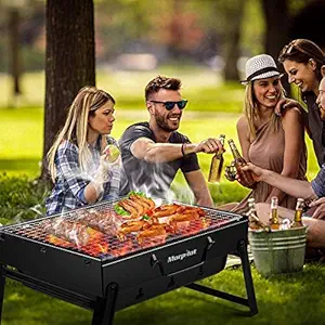 SEAFRONT Portable Outdoor Barbeque Grill Toaster Charcoal BBQ Grill Oven Black Carbon