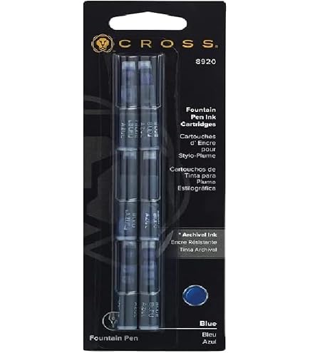 Cross 89214D - Cartuccia di ricambio per inchiostro, confezione da 6, colore: Nero
