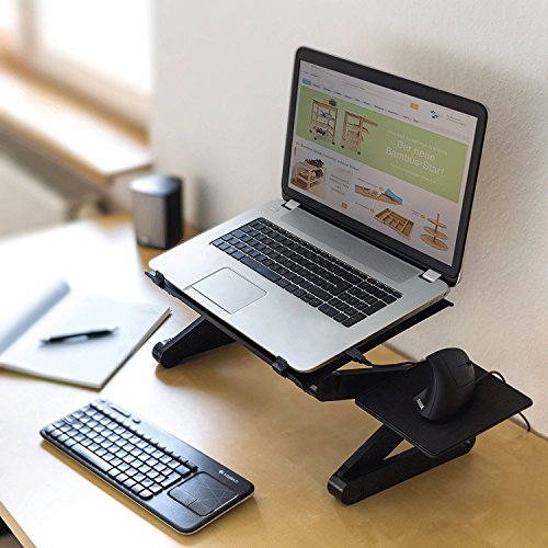 MOERUN Laptop St  nder holderTisch Bett Fr  hst  ck Tablett - Laptoptablett Lese Tisch faltbar mit Luftrillen Ausklappbare Ebenen - Aluminium Notebook