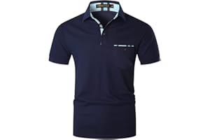 VMSUCIJ Mode Polo Homme Manches Courtes des Rayures Colorées Casual Sport T-Shirt avec Poche