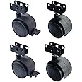 Caster Wheel Combo 2 withBreak + 2 Without Break 180Kg Weight Capacity 50mm for Furniture Black Twin Wheel Plywood Castor Plate with Lock/Stopper/Break Pack of 4 Pcs