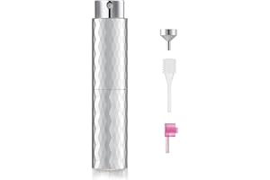 Toureal Aluminiowy rozpylacz do perfum, 8 ml, do ponownego napełnienia, podróżny rozpylacz perfum dla kobiet i mężczyzn, butelka podróżna (srebrny)