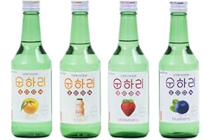 DINESE Soju - 4er Mix koreanischer Reiswein - original aus Korea - 12% Vol - 350ml - Verschiedene Geschmäcker -Yuzu, Yogurt, Strawberry, Blueberry