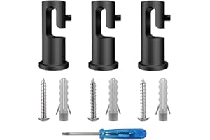 OASHISU Decentratore a J da Soffitto per Cavi Elettrici, Decentratore a Soffitto, Decentratore Cavo Elettrico, Decentratore Lampadario, Gancio da Soffitto o Parete, Fermacavo, 3 PEZZI (NERO)