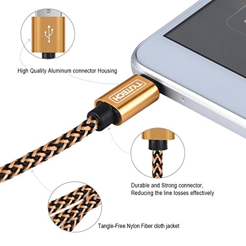 Micro USB Kabel, TYJTECH 2-Pack 6.5ft/2m Micro USB Schnellladekabel Geflochtenes Kabel High Speed Sync f¨¹r Android Smartphones, Samsung Galaxy, HTC, Huawei, Sony, Nexus, Nokia, Kindle und mehr (Gold) - 4