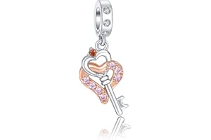 Rimgoris Breloque en argent 925 pour femmes bracelets collier Breloque en or rose avec pendentif en forme de coeur pour l'amour éternel Breloque pour bracelet femme