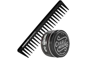 ‎CHARLEMAGNE Charlemagne Haarstyling Bundle für Männer - Concrete Clay Pomade & Carbon-Styling-Kamm – Perfektes Pflegeset Geschenk für Männer - Haar Kamm & Pomade Herren