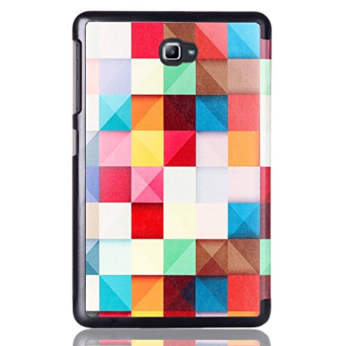 Ultra Slim Samsung Tab A6 10.1 Hülle Case Tasche PU Leder Schutzhülle für Samsung Galaxy Tab A (2016) SM-T580N/T585N 25,54 cm (10,1 Zoll) Smart Cover Case Skin Schale mit Standfunktion (#2 Bunte Würfel) - 3