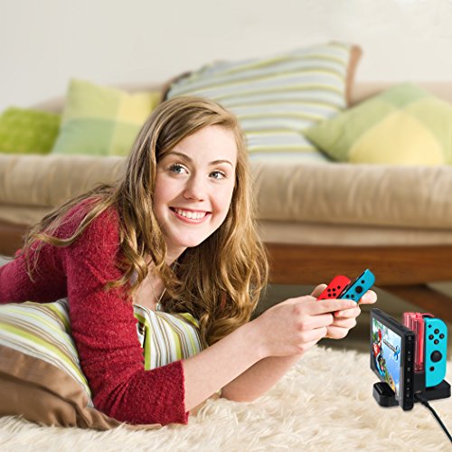 DOBE Ladeständer Kompatibel mit Nintendo Joy-Controller, Controller Lade-Docking-Ständer, Pro Controller Ladegerät mit LED-Anzeige und Typ C USB-Kabel für Nintendo Switch-Konsole