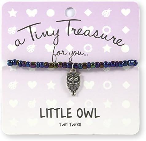 Little Owl Mixed Metallic Coloured Glass Beads and Wise Owl Metal Charm Tiny Treasure Gift Birthstone Bracelet Twit Twoo