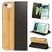 Produktbild NALIA Echt-Holz Handyhülle kompatibel mit iPhone 8/7, Handmade Natur-Holz Handy-Tasche Klapphülle Flip-Case, Dünnes Slim Kunst-Leder Hardcase, Wood Book Cover Smart-Phone Bumper, Farbe:Bambus