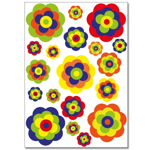 Wandkings Retro Blumen Wandsticker Set, 38 Aufkleber, 2 DIN A4 Bögen, Gesamtfläche 60 x 20 cm - 2