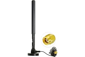 Vecys 4G LTE Antena RP SMA Conector Macho 8DBi GSM/3G/4G Omni-direccional al Aire Libre Interior 4G Antena 3M RG174 Cable con Base Mmagnética