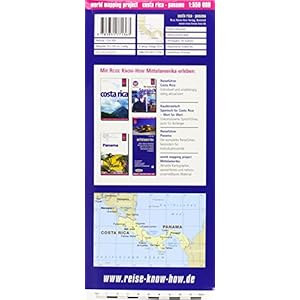 Costa Rica y Panamá, mapa de carreteras impermeable. Escala 1:550.000. Reise-Know-How.