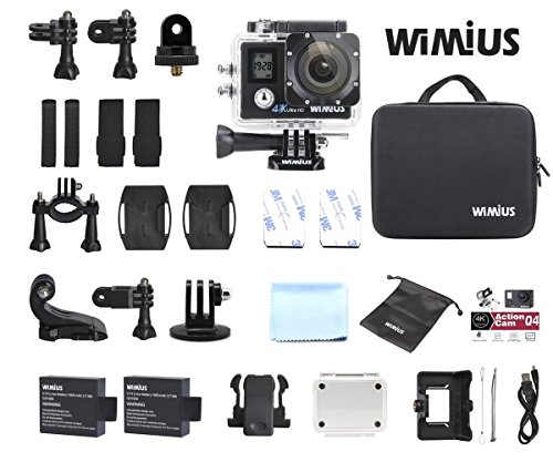 WiMiUS Q4 Actioncam 4k Action kamera mit Dual Bildschirm 16MP FHD Action Camera 40M Wasserdicht mit Tragtasche, 2 Akkus, Externes Ladeger?t (Schwarz) - 7