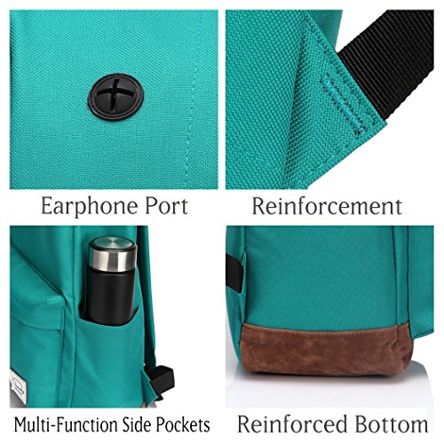 Vaschy Jungs Schulrucksack Leichte Rucks  cke Rucksack Herren Wasserabweisende Rucks  cke Reiserucks  cke Passt 14-Zoll Laptop  See Gr  n 