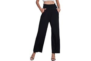 Joligiao Pantalones Mujer Casuales Ancho Pantalones de Verano con Bolsillos Cintura Elástica Frescos Largos Pantalon Yoga Cómodos Pantalón Mujer Palazzo Pantalones de Playa