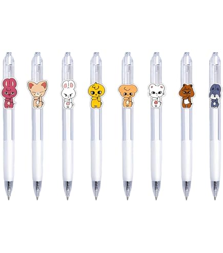 Stray Set of 24 Gel Pens, 6 designs Skzoo différents, 2 couleurs d'encre différentes, 4 crayons par design, pointe de 0,5 mm, Parfait pour les fans de Stray Stray Set of 24 Gel Pens, 6 designs Skzoo différents, 2 couleurs d'encre différentes, 4 crayons par design, pointe de 0,5 mm, Parfait pour les fans de Stray
