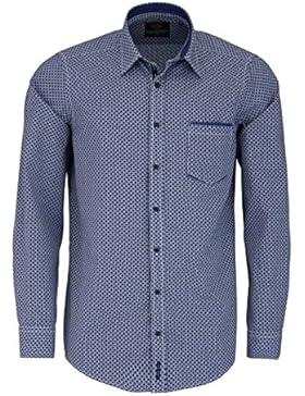 CASAMODA Casual Fit Hemd Langarm New Kent Kragen Muster blau