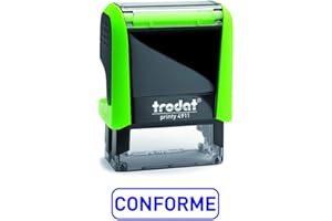 Trodat 4911 Printy Timbro Formula Commerciale con Testo CONFORME, Testo di inchiostrazione, Dimensione della targa di testo 37 x 14 mm, Blu